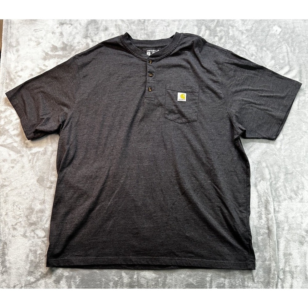 Carhartt Mens 3XL Short Sleeve Henley Loose Fit Work Wear 1 Pocket Construction